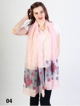 Embroidered Rose Flowy Fashion Scarf